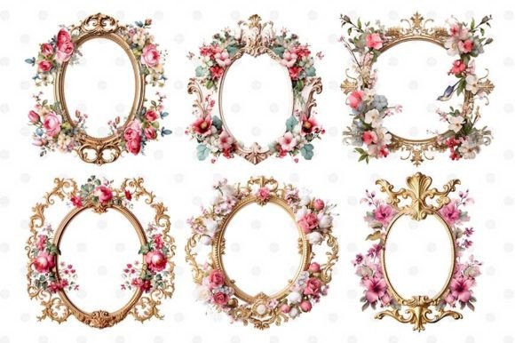 Download Set Rococo Frame 3D Floral Template - Floral template Collection