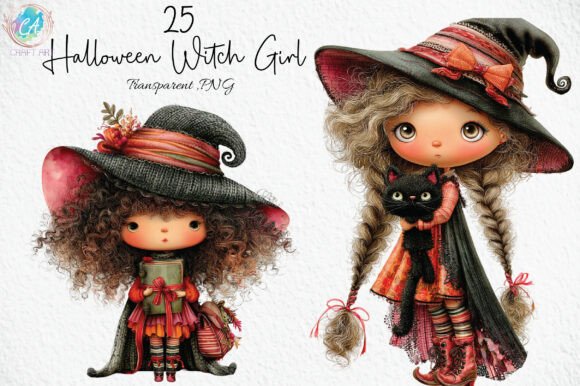 Download Whimsical Halloween Witch Girl Clipart - Halloween witch Collection