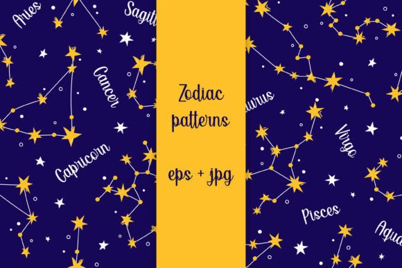 Download Zodiac Patterns Astrology Digital Paper - Premium Resources
