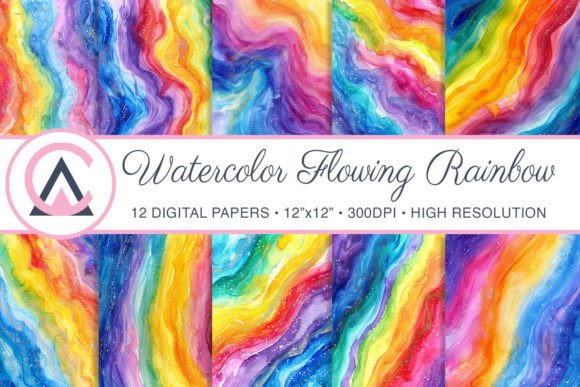 Download Watercolor Vivid Colorful Rainbow Papers - Vivid Collection