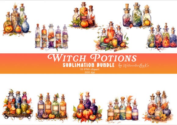 Download Halloween Witch Potions Bundle Clipart - Halloween witch Collection