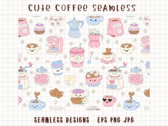 Download Cute Coffee Seamless Cafe Digital Paper - Premium Resources